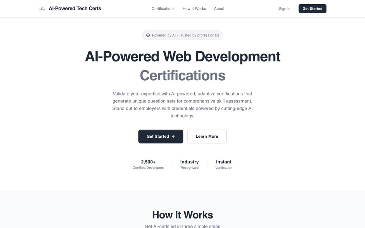 Screenshot of AI Certifications